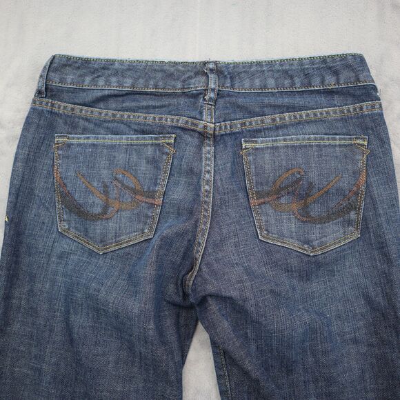 X2 Pants Womens 8L Blue Bootcut Low Rise Button Zip Raw Wash Quality Denim Jeans - Picture 11 of 16